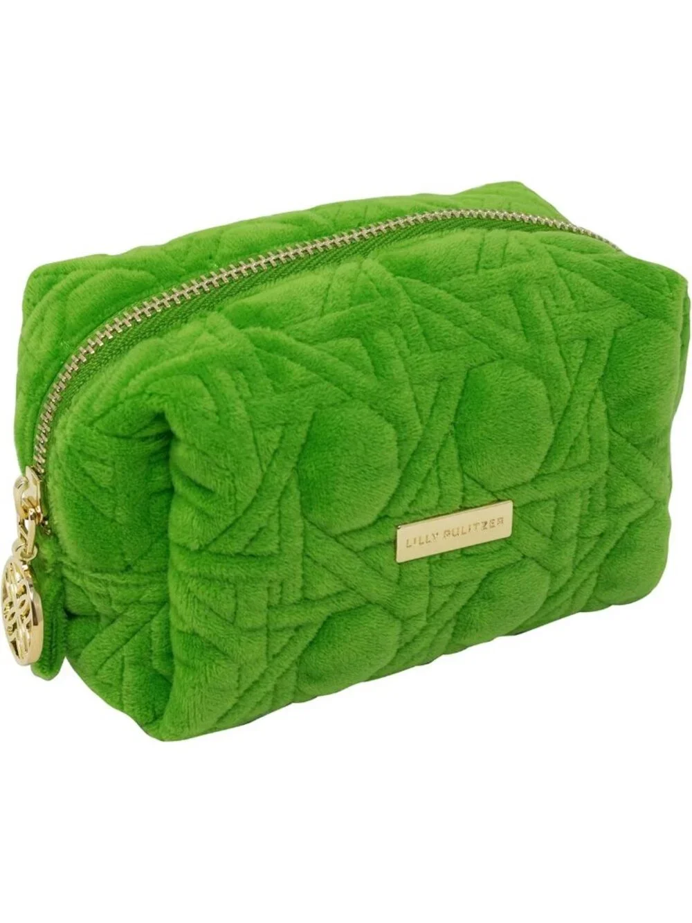 Set of 2 Gold Quilted Cosmetic Pouches - Cute Travel Toiletry Bags for Women